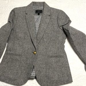 J. Crew gray preppy blazer with embellished gold buttons.